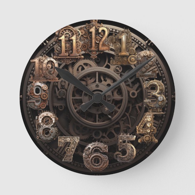 Steampunk Clock Runde Wanduhr (Vorderseite)