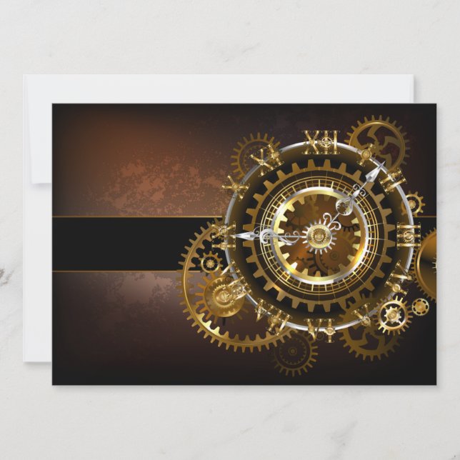 Steampunk clock save the date (Vorderseite)