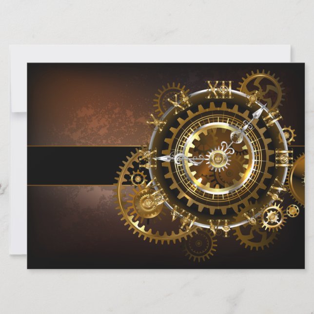 Steampunk clock save the date (Vorderseite)
