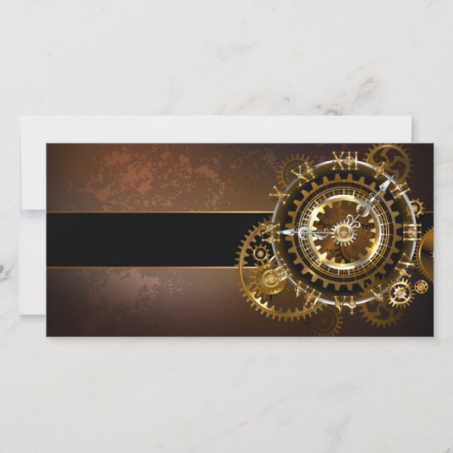 Steampunk clock save the date (Vorderseite)