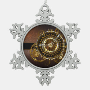 Steampunk clock schneeflocken Zinn-Ornament
