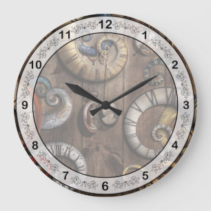Steampunk - Clock - Time machine Große Wanduhr
