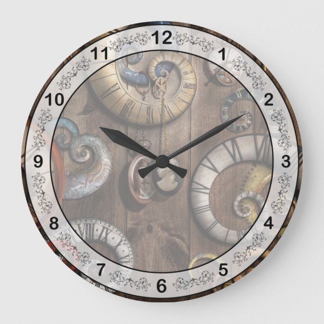 Steampunk - Clock - Time machine Große Wanduhr (Vorderseite)