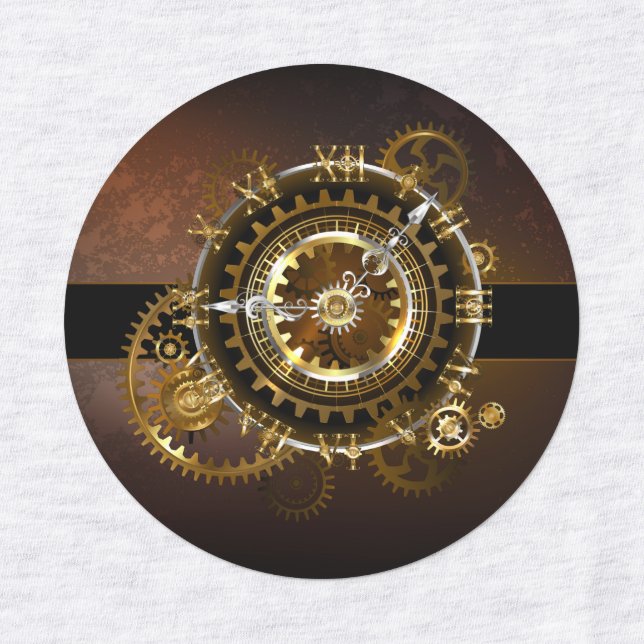 Steampunk clock with antique gears etiketten (Design 1)
