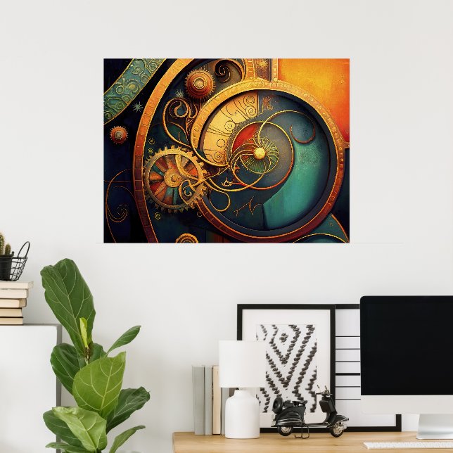 Steampunk Clockwork Abstract Design Poster (Heimbüro)