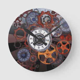 Steampunk clockwork pattern rustic runde wanduhr