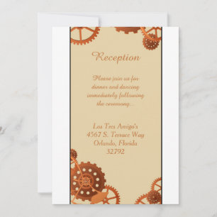 Steampunk Cogs Gears 3.12x18 Wedding Reception Car Einladung