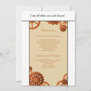 Steampunk Cogs Gears 3.5x6 Hochzeitkarte Einladung
