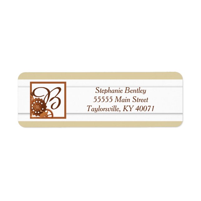 Steampunk Cogs Gears Wedeladresse Label (Vorne)