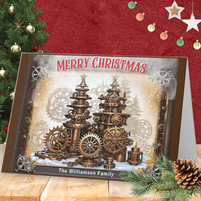 Steampunk Cogs Machinery Trees Frohe Weihnachten (Von Creator hochgeladen)