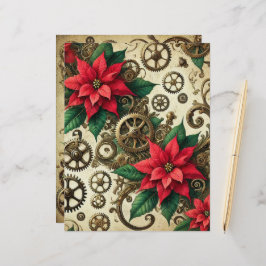 Steampunk-Cogs und -Gears mit Poinsettia