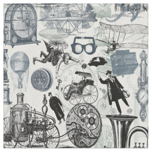Steampunk Collage #2 - Neuheits-Gewebe Stoff