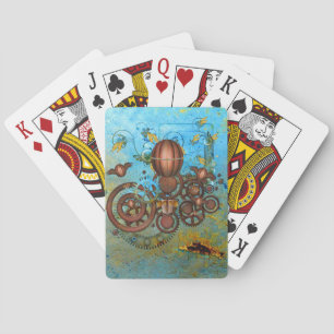 Steampunk Collage Aqua Kupfer Playing Cards Spielkarten