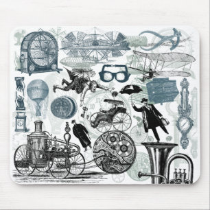 Steampunk Collage koloriert Mousepad