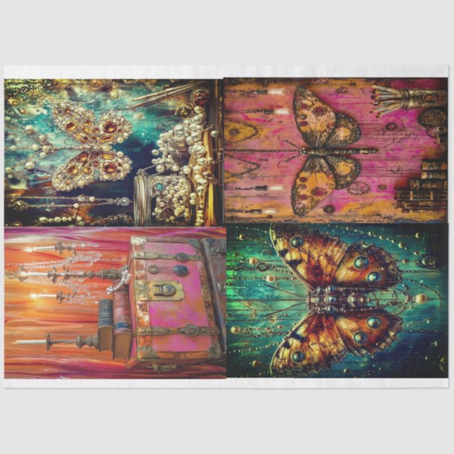 Steampunk Collage von Elsie Lane Seidenpapier (Vorderseite)