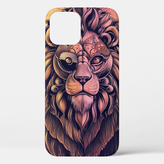 Steampunk Color Gradient Rustikale Lion Case-Mate iPhone Hülle (Rückseite)