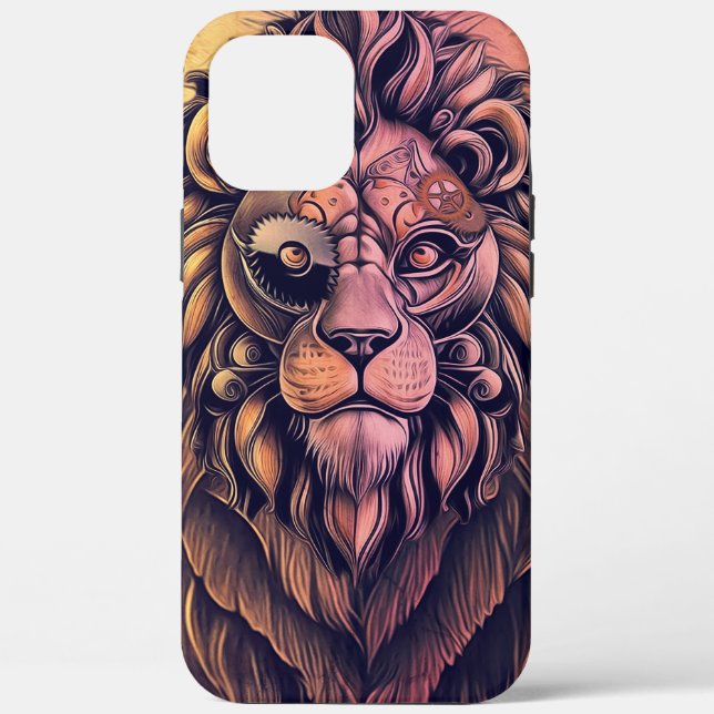 Steampunk Color Gradient Rustikale Lion Case-Mate iPhone Hülle (Rückseite)