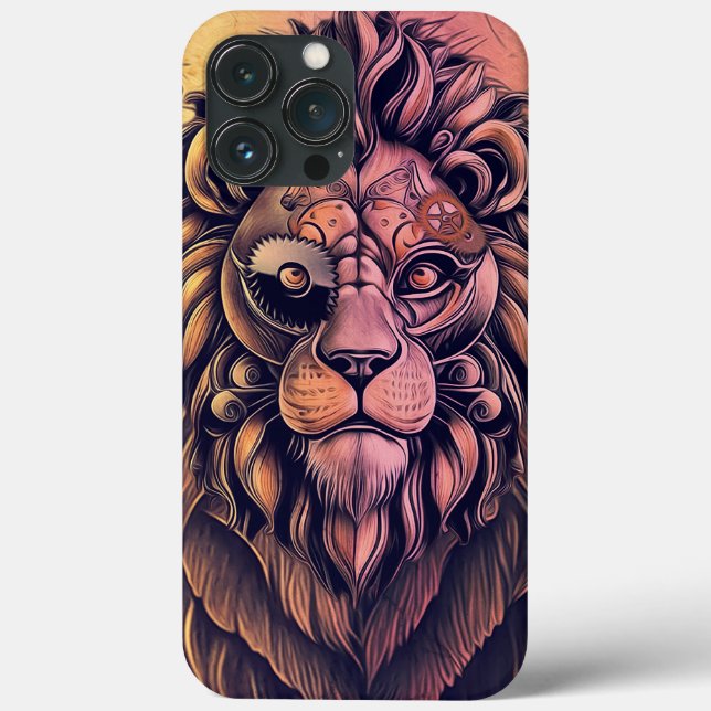 Steampunk Color Gradient Rustikale Lion Case-Mate iPhone Hülle (Rückseite)