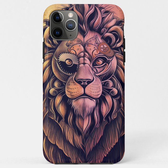 Steampunk Color Gradient Rustikale Lion Case-Mate iPhone Hülle (Rückseite)