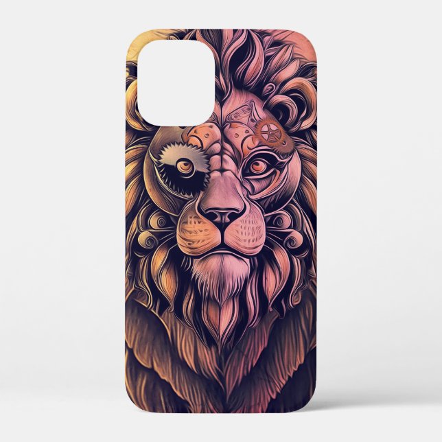 Steampunk Color Gradient Rustikale Lion Case-Mate iPhone Hülle (Rückseite)