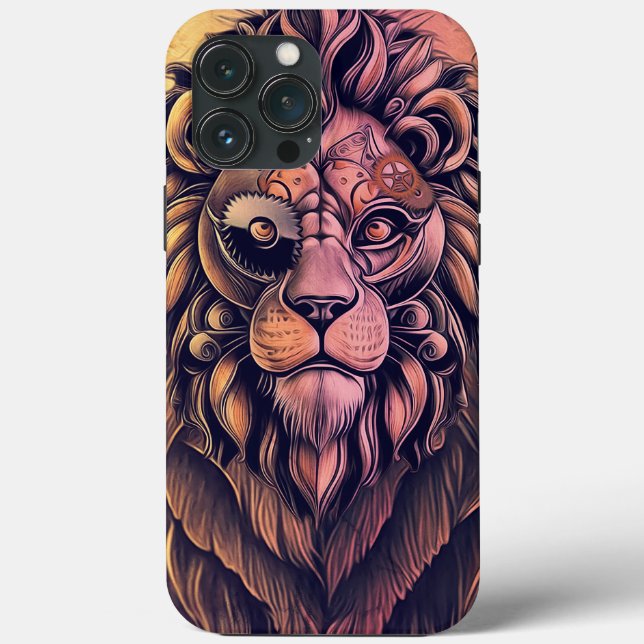 Steampunk Color Gradient Rustikale Lion Case-Mate iPhone Hülle (Rückseite)