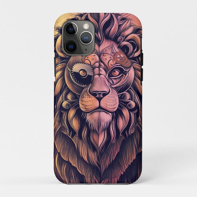Steampunk Color Gradient Rustikale Lion Case-Mate iPhone Hülle (Rückseite)