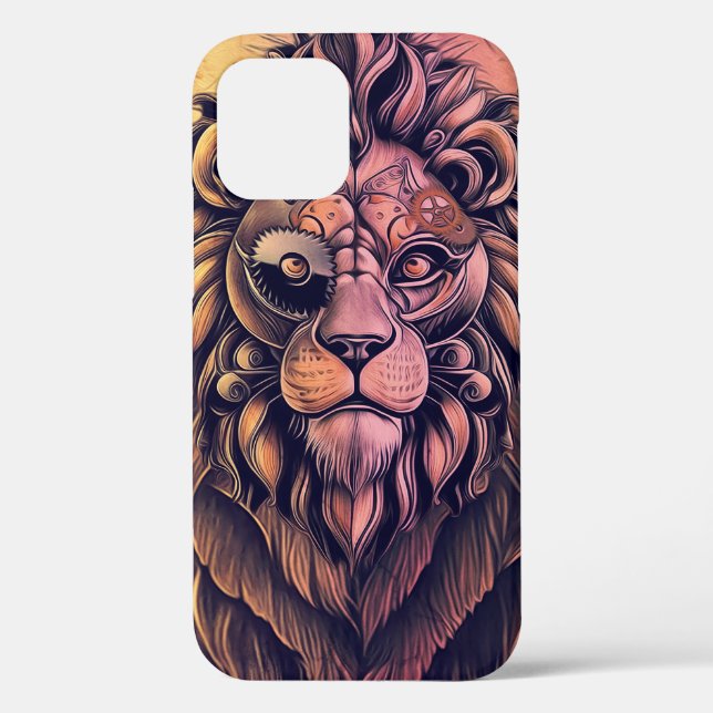 Steampunk Color Gradient Rustikale Lion Case-Mate iPhone Hülle (Rückseite)