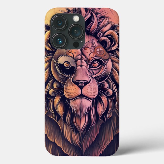 Steampunk Color Gradient Rustikale Lion Case-Mate iPhone Hülle (Rückseite)