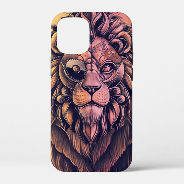Steampunk Color Gradient Rustikale Lion Case-Mate iPhone Hülle (Rückseite)