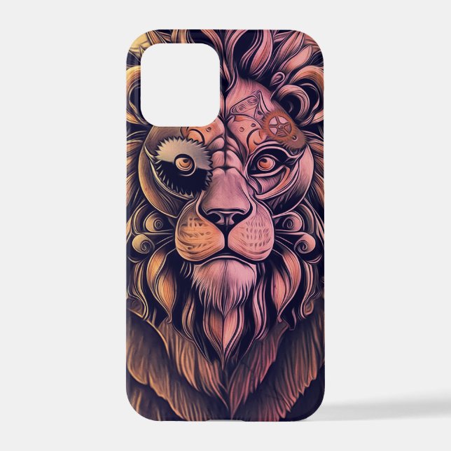 Steampunk Color Gradient Rustikale Lion iPhone Hülle (Rückseite)