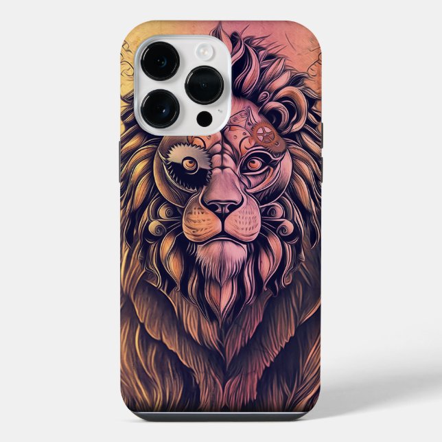 Steampunk Color Gradient Rustikale Lion iPhone Hülle (Rückseite)