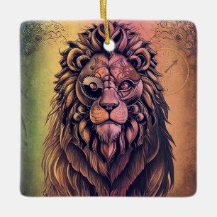 Steampunk Color Gradient Rustikale Lion Keramikornament