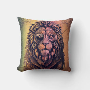 Steampunk Color Gradient Rustikale Lion Kissen