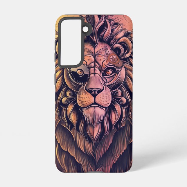 Steampunk Color Gradient Rustikale Lion Samsung Galaxy Hülle (Rückseite)