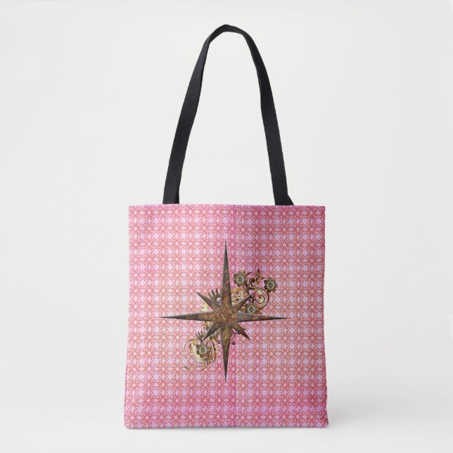 Steampunk Compass Star Tote Bag (Vorderseite)