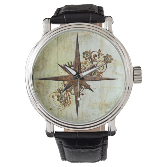 Steampunk Compass Star Watch Armbanduhr (Vorderseite)