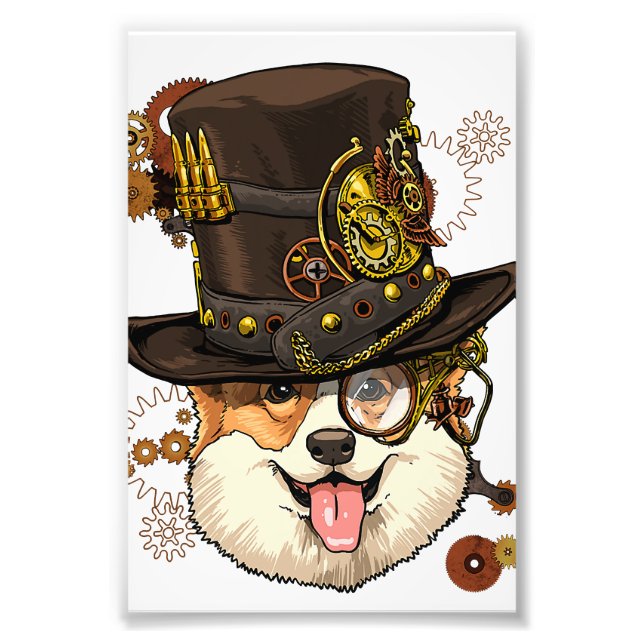 Steampunk Corgi Dog Steampunk Lovers Fotodruck (Vorne)