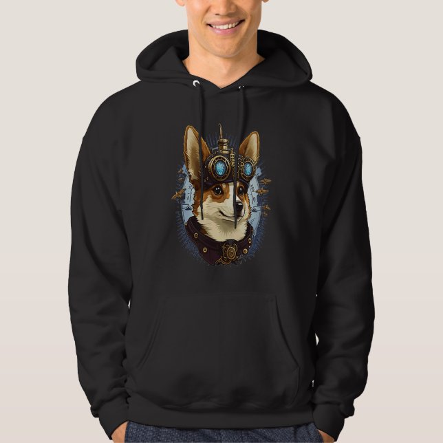 Steampunk Corgi Head  For Women & Men Hoodie (Vorderseite)