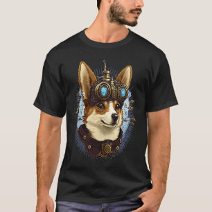 Steampunk-Corgi-Kopf für Frauen und Männer T-Shirt