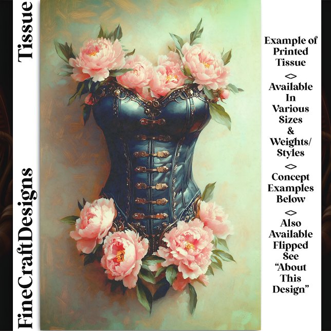Steampunk Corset & Pink Peonies DF6LF Decoupage Seidenpapier (Von Creator hochgeladen)