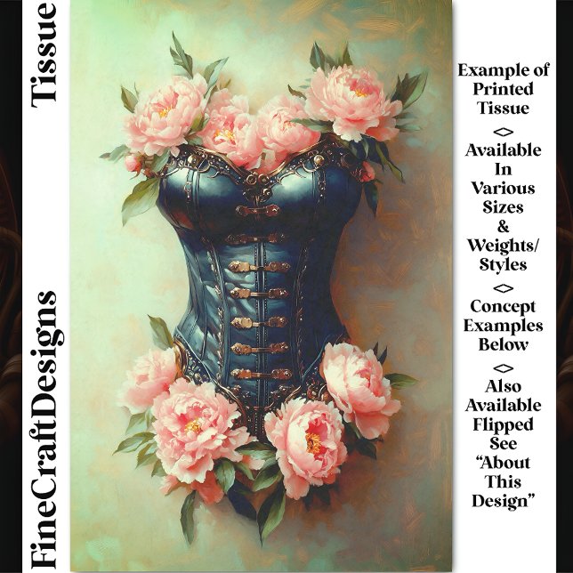 Steampunk Corset & Pink Peonies DF6RF Decoupage Seidenpapier (Von Creator hochgeladen)