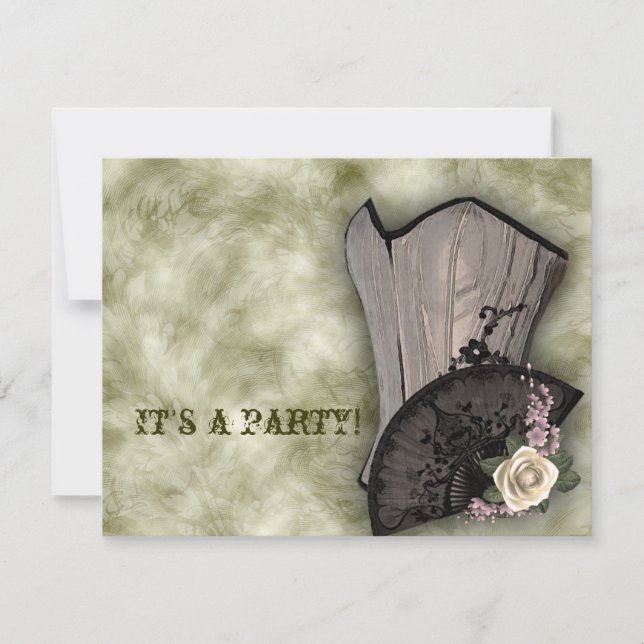 Steampunk Corset und Fan Goth Wedding Einladung (Vorderseite)