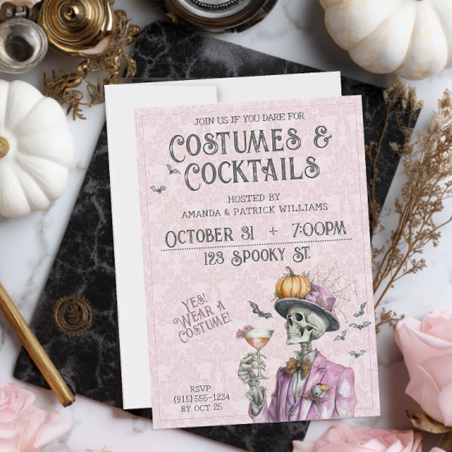 Steampunk Costume Cocktails Adult Halloween Einladung (Steampunk Costumes and Cocktails Halloween Party Invitation)