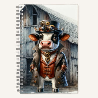 Steampunk Cow Spiral Notebook Notizbuch