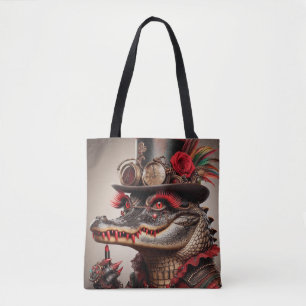 Steampunk Crocodile Top Hat Red Lipstick