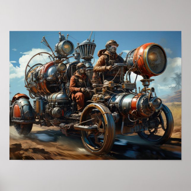 Steampunk Cross Country Car Rennen Poster (Vorne)