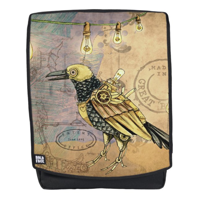 Steampunk Crow Backpack Rucksack (Vorderseite)