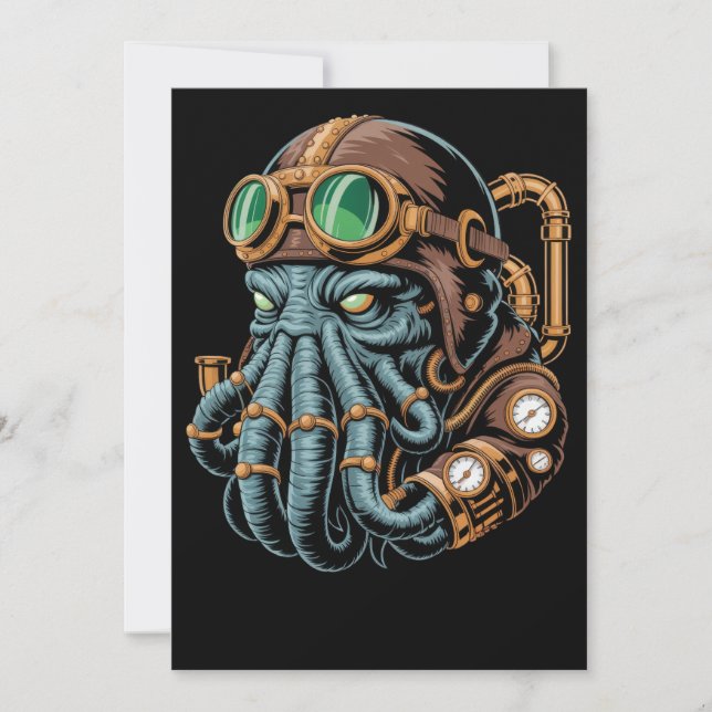 Steampunk-Cthulhu-Monster Einladung (Vorderseite)
