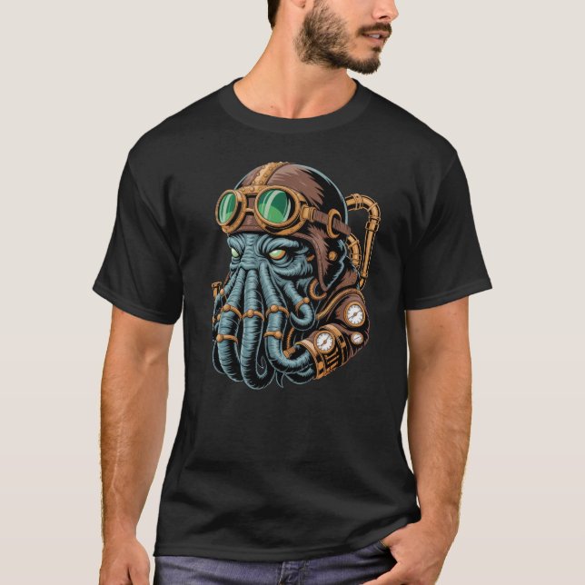 Steampunk-Cthulhu-Monster T-Shirt (Vorderseite)