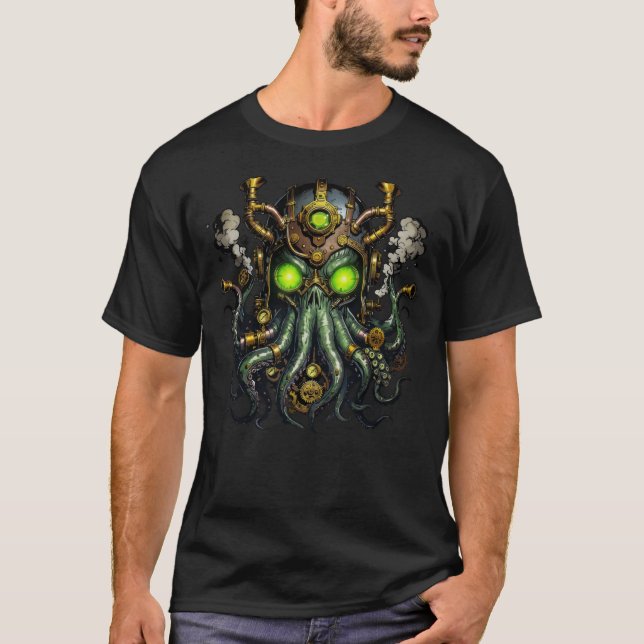 Steampunk-Cthulhu-Monster  T-Shirt (Vorderseite)